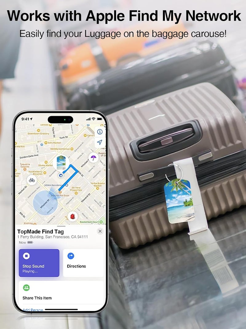 TopMade Smart Luggage Tag with Find My, Premium Leather Luggage Tags for Suitcase, Travel Bags, Backpacks, Anti-Lost Suitcase Tag Tracker for Travel with Privacy Name Card, Rechargeable - Image 2